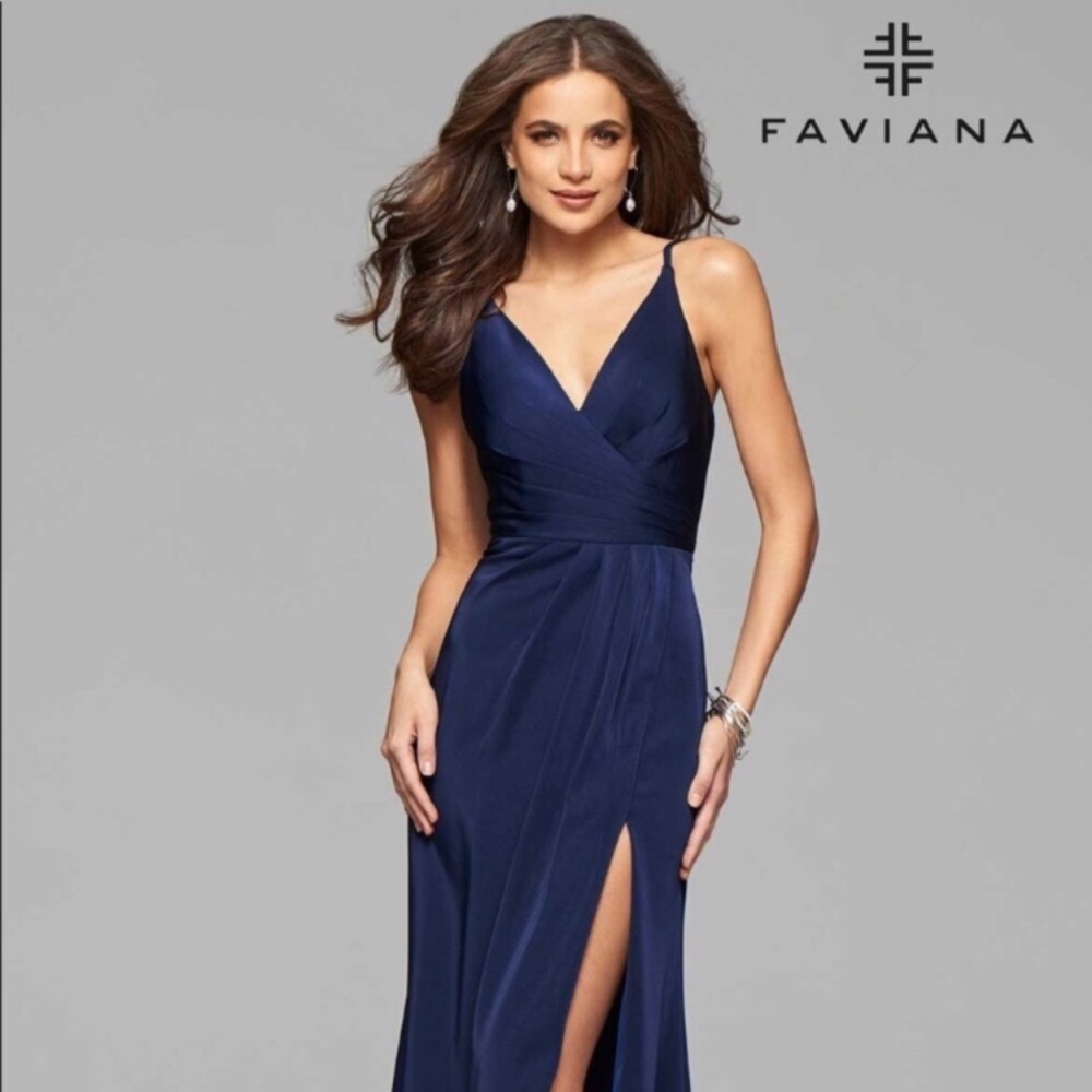 Navy Blue Faviana Prom Dress - Style #7755